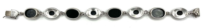 Black onyx cameo sterling bracelet