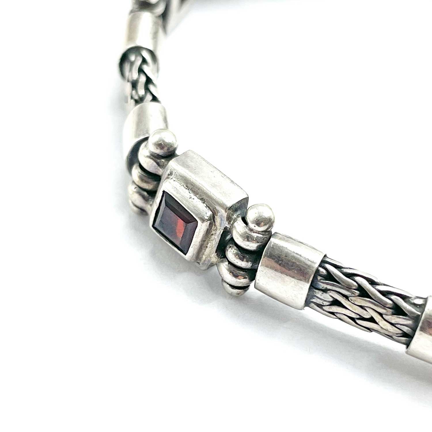 Vintage sterling silver red garnet bracelet