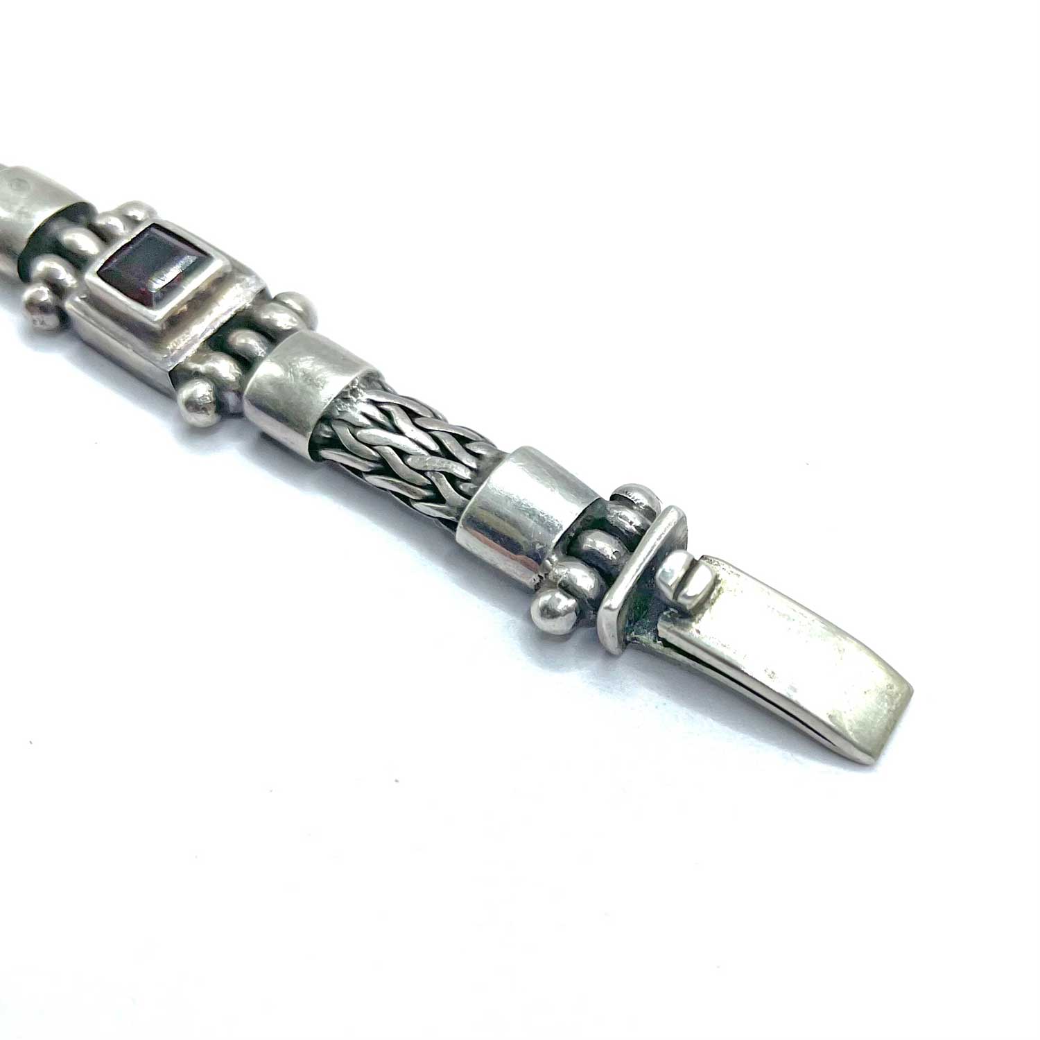Vintage sterling silver red garnet bracelet