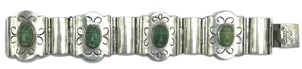 Vintage Mexican silver green onyx bracelet