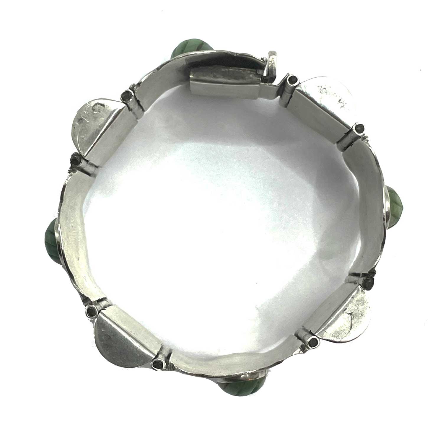 Vintage Mexican silver green onyx bracelet