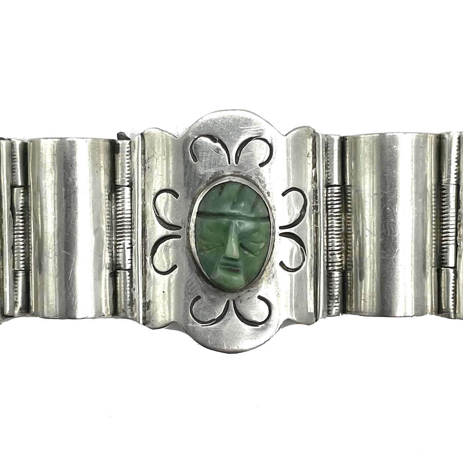 Vintage Mexican silver green onyx bracelet