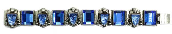 Vintage Mexican silver blue mirror bracelet