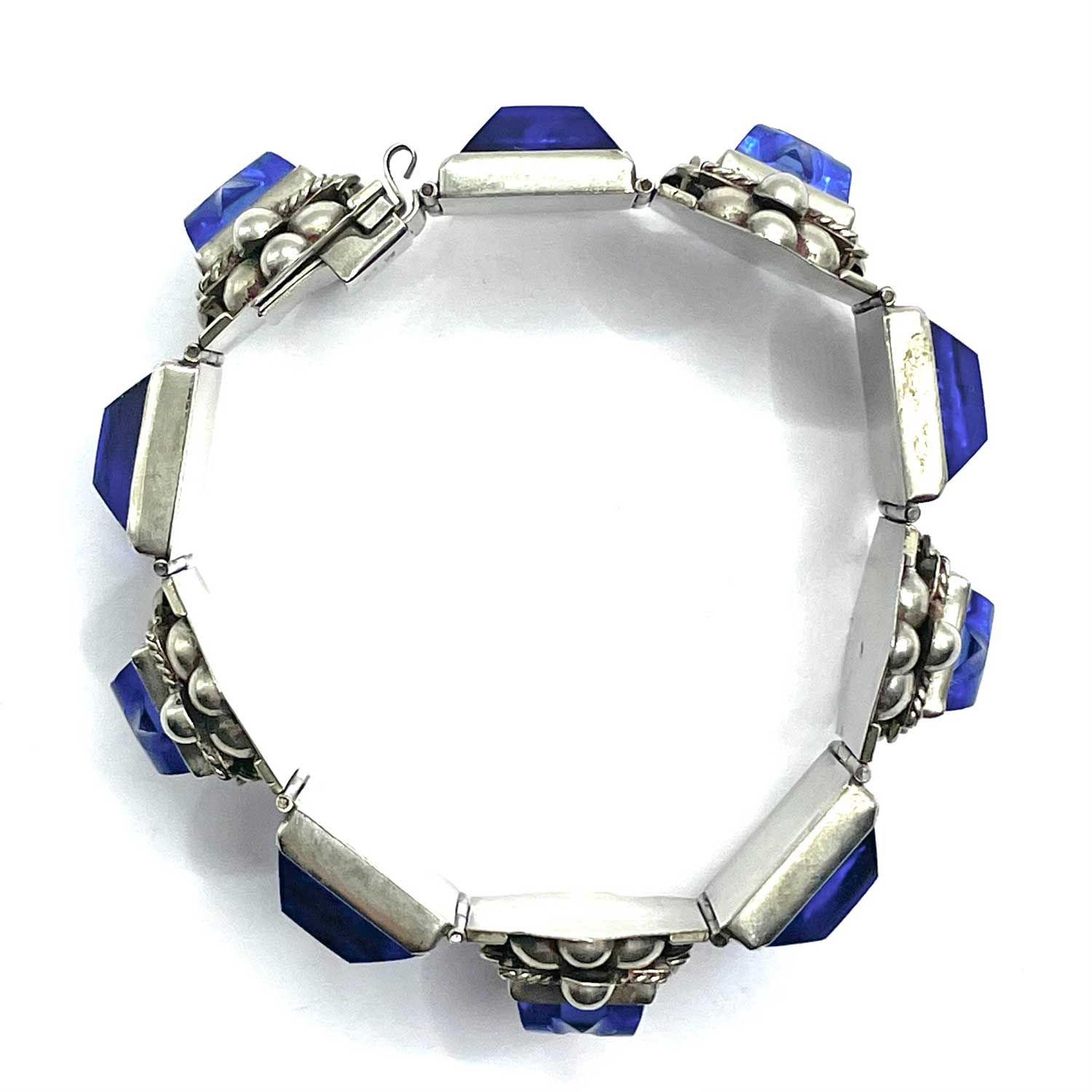 Vintage Mexican silver blue mirror bracelet