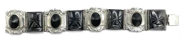 Vintage Mexican silver black onyx bracelet