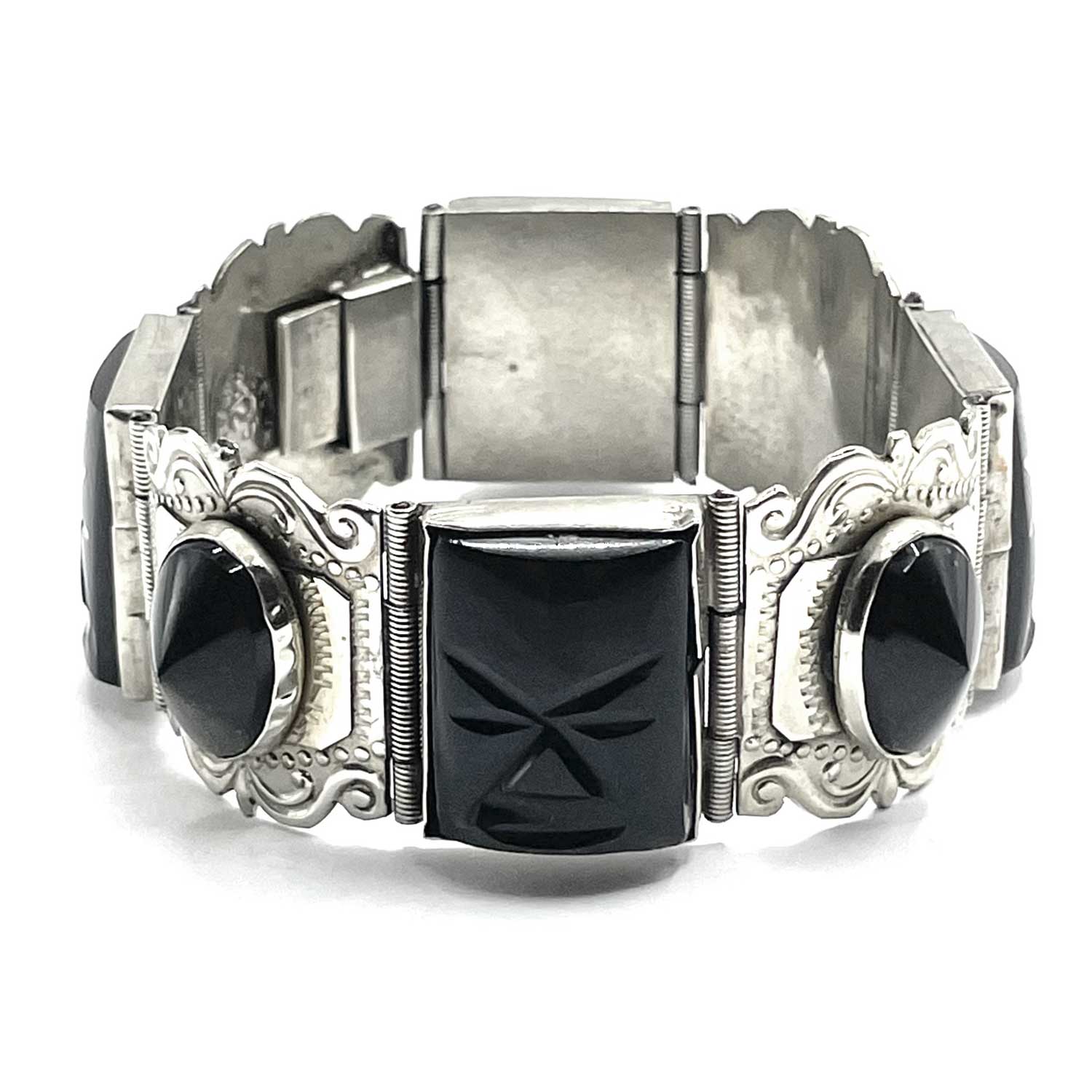 Vintage Mexican silver black onyx bracelet