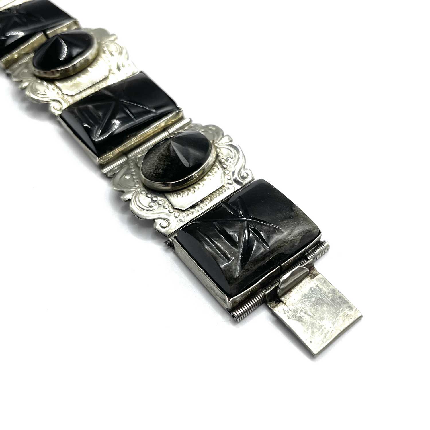 Vintage Mexican silver black onyx bracelet
