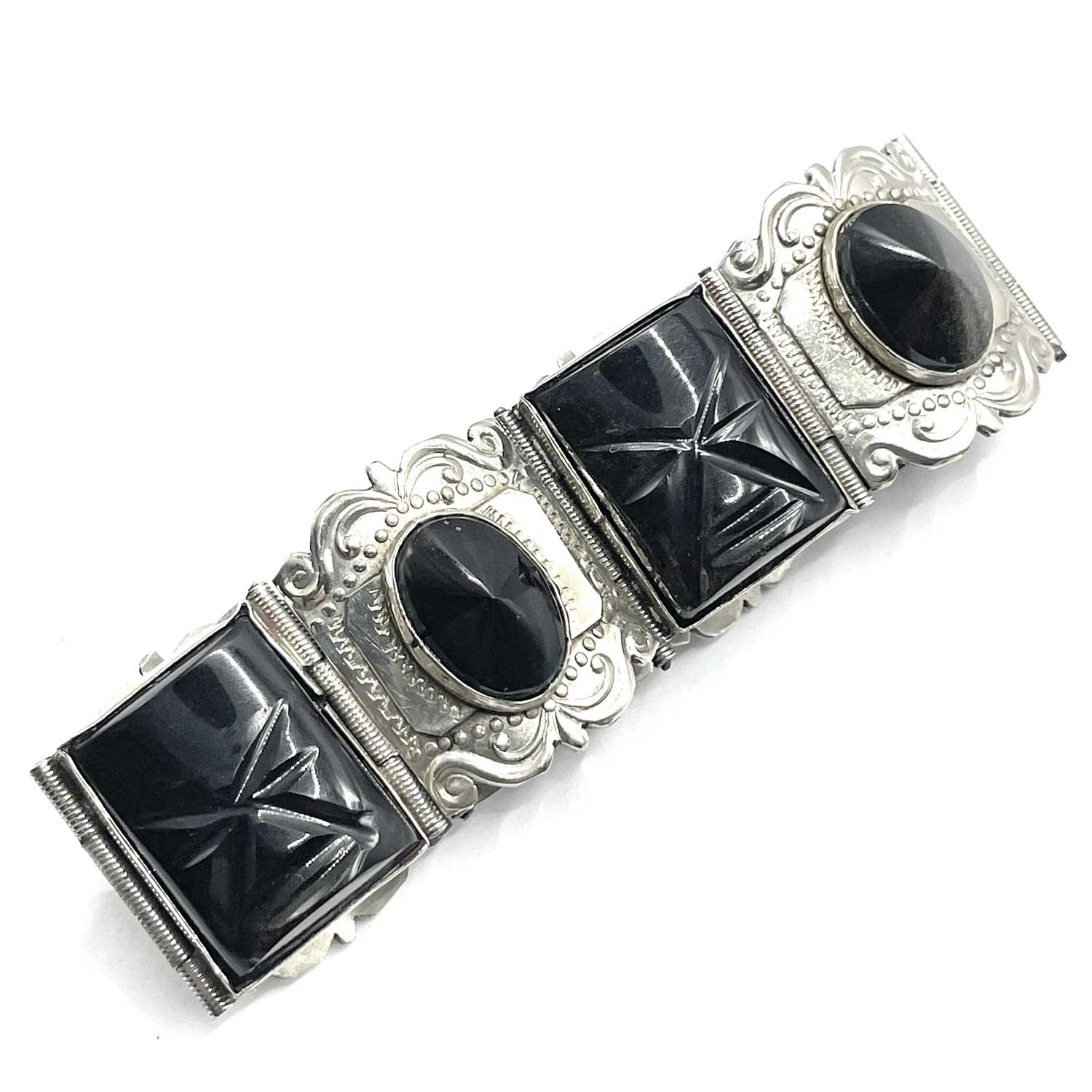 Vintage Mexican silver black onyx bracelet