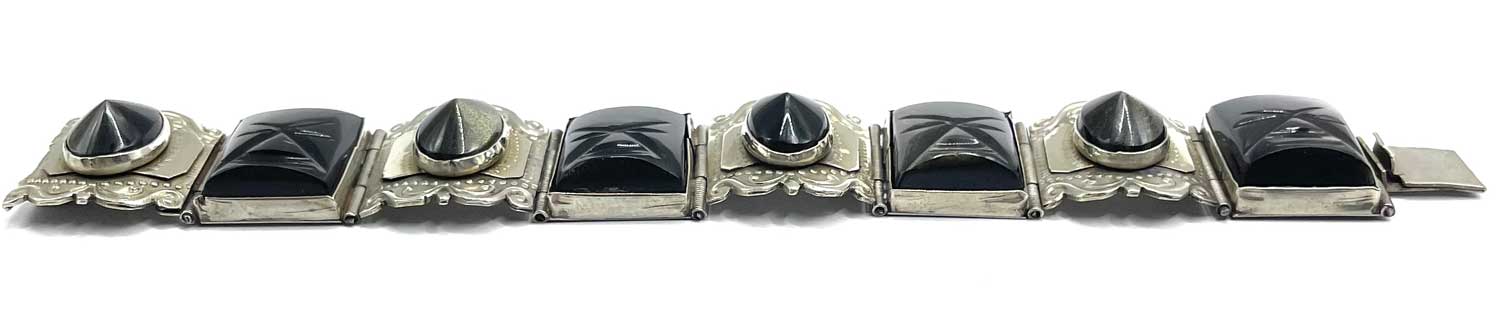 Vintage Mexican silver black onyx bracelet