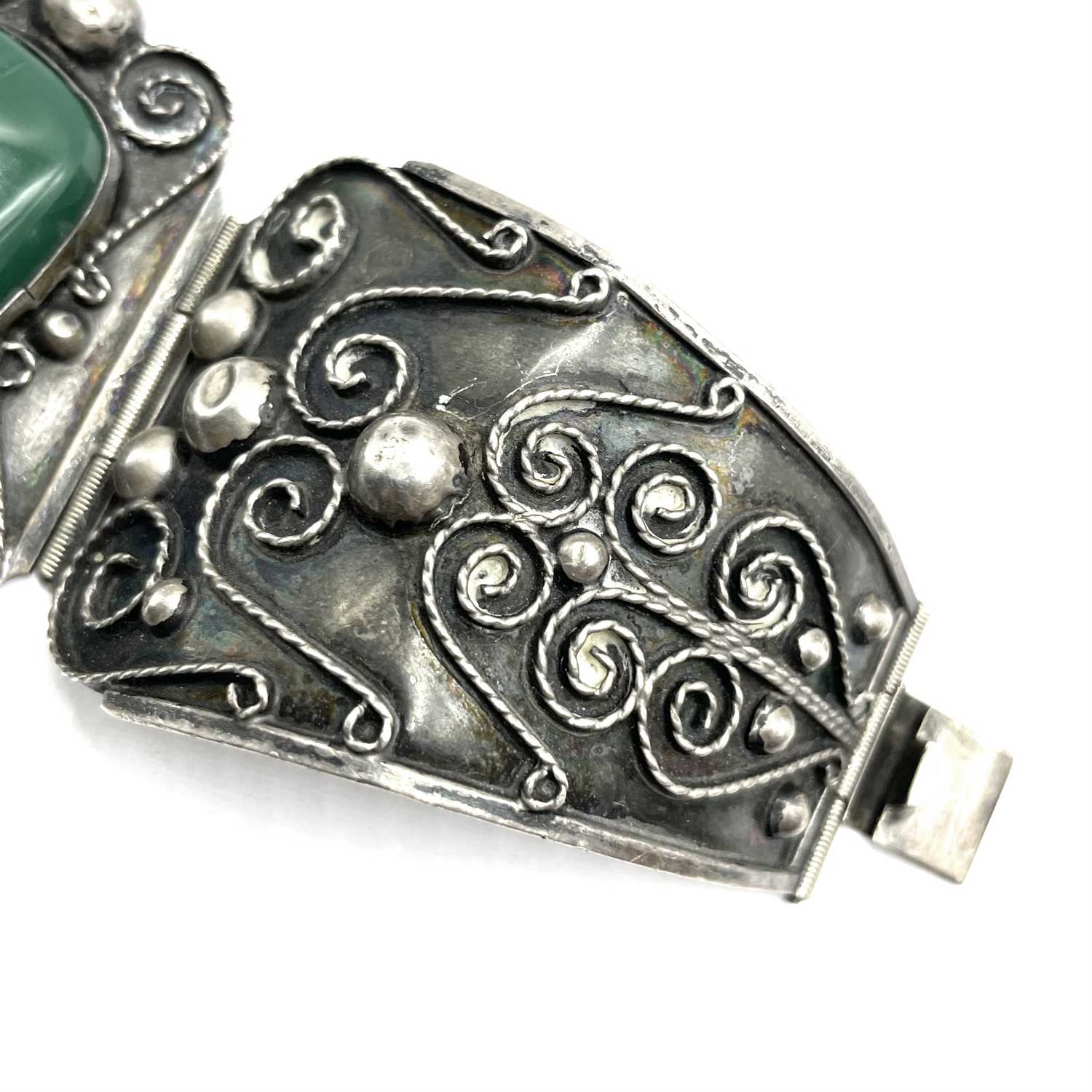 Vintage Mexican silver green onyx bracelet