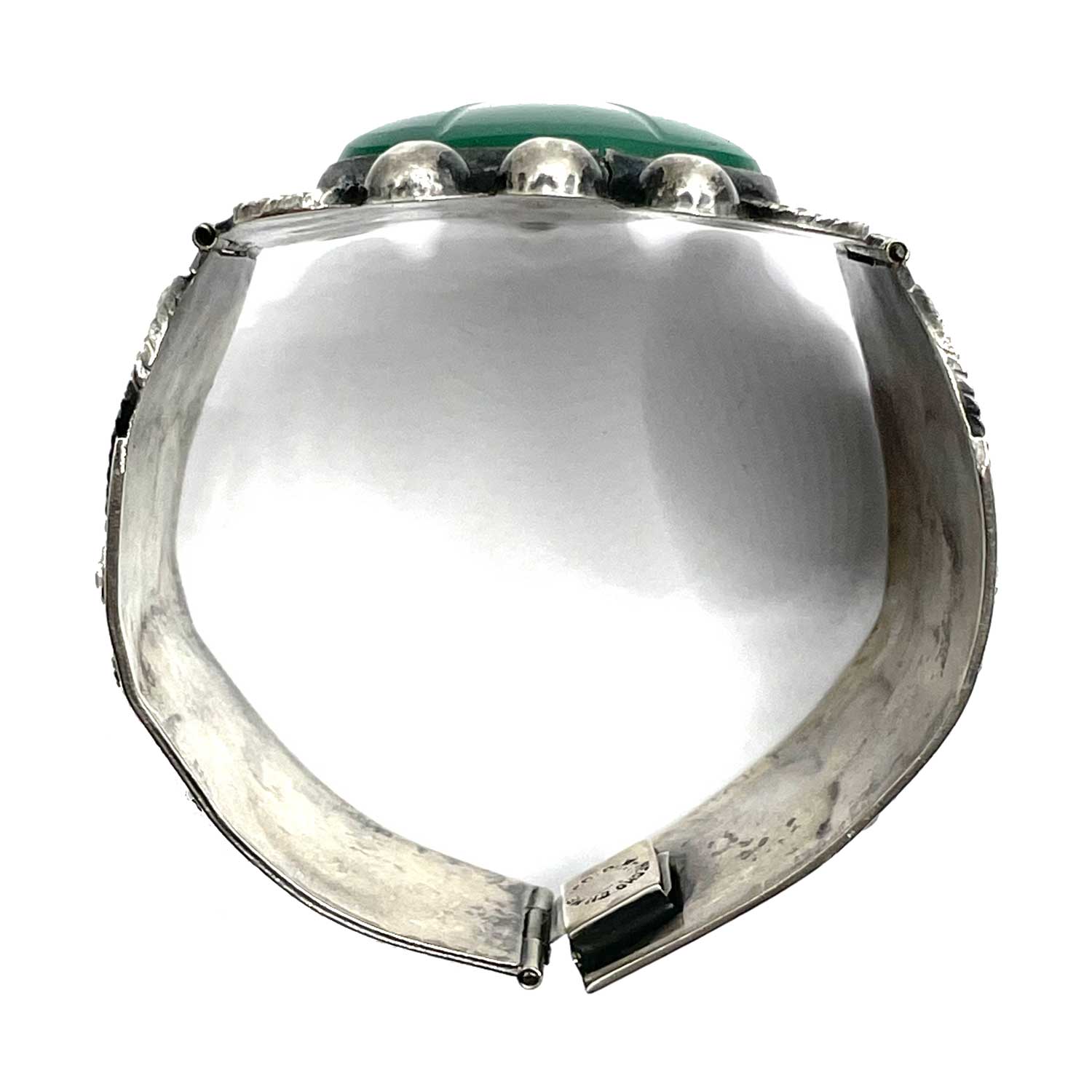 Vintage Mexican silver green onyx bracelet