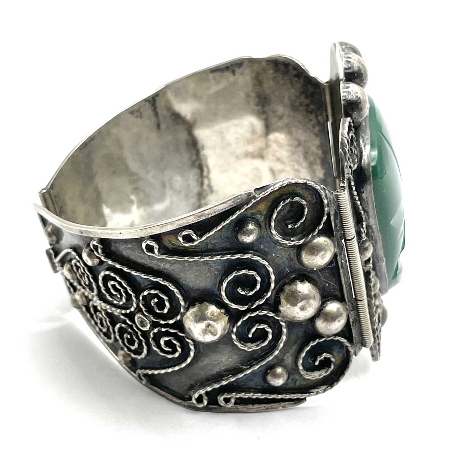 Vintage Mexican silver green onyx bracelet