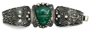 Mexican silver green onyx bracelet