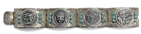 Vintage Mexican silver green onyx bracelet