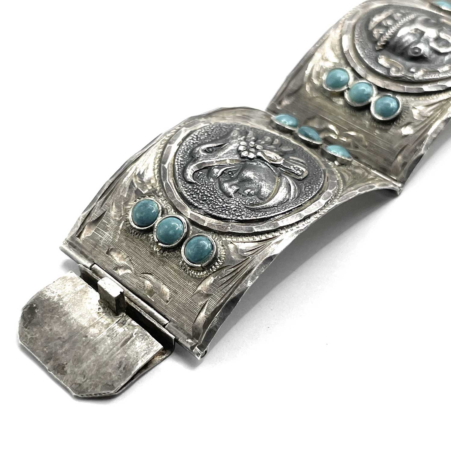 Vintage Mexican silver turquiose bracelet