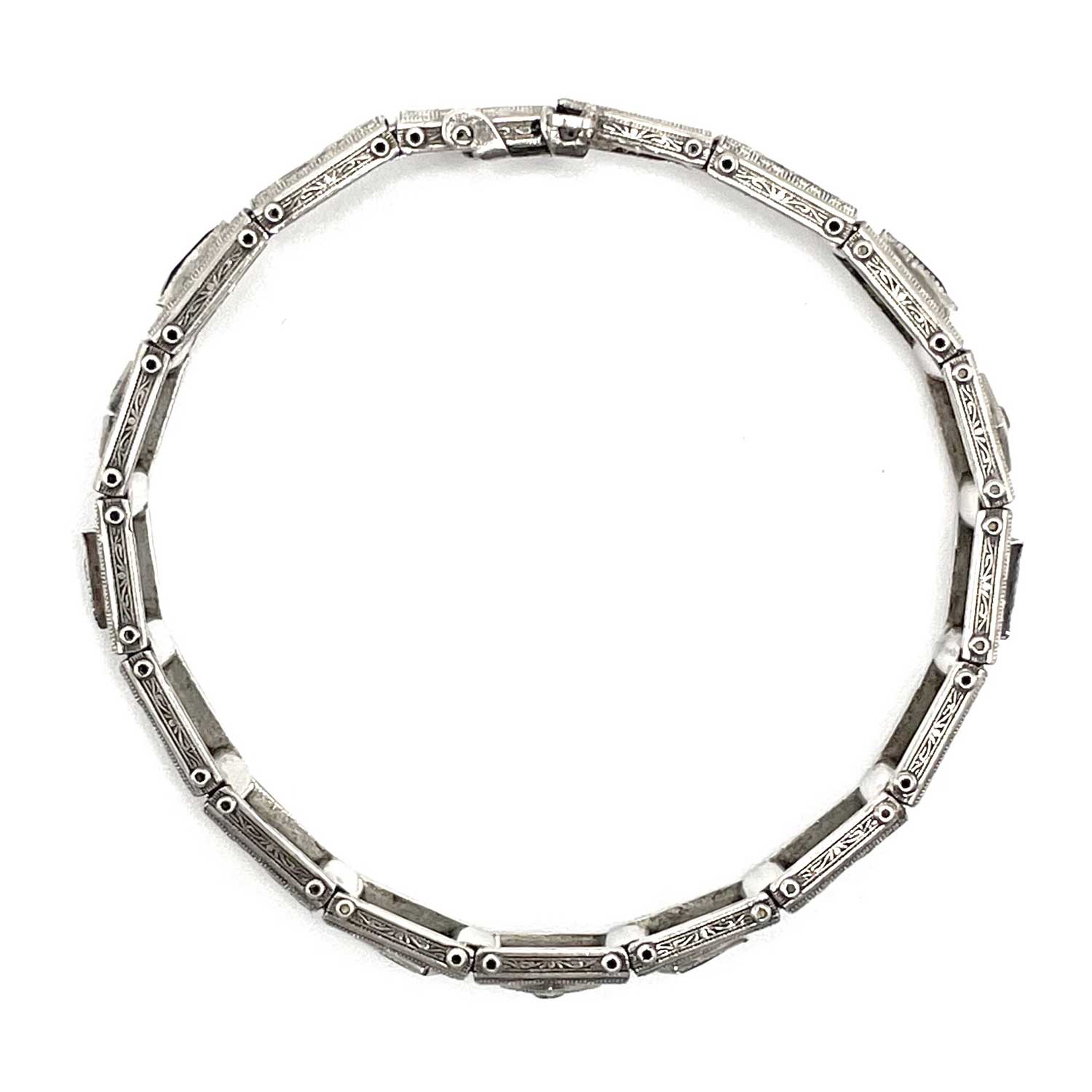 Art Deco sterling silver rhinestone tennis bracelet