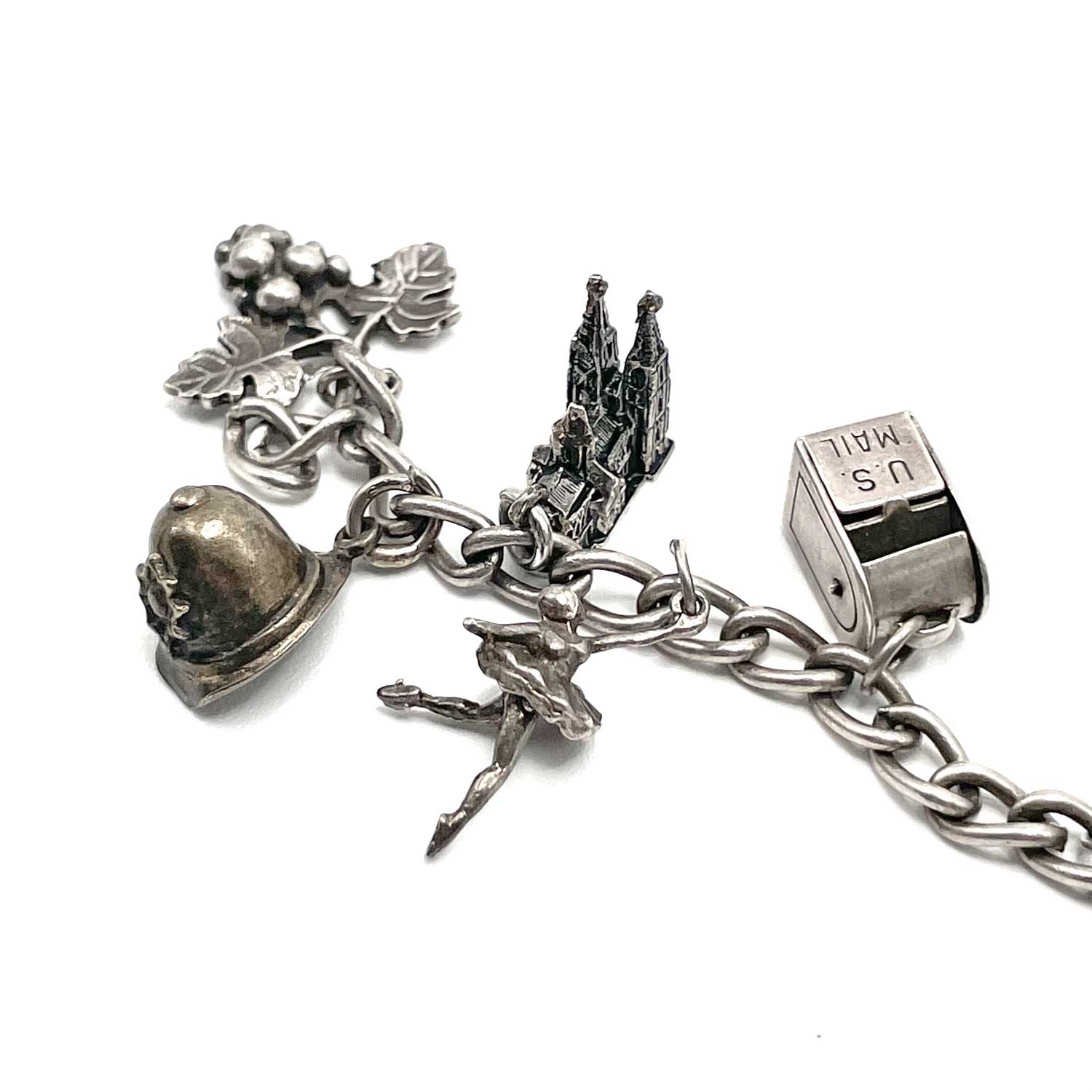 1940s sterling silver charm bracelet
