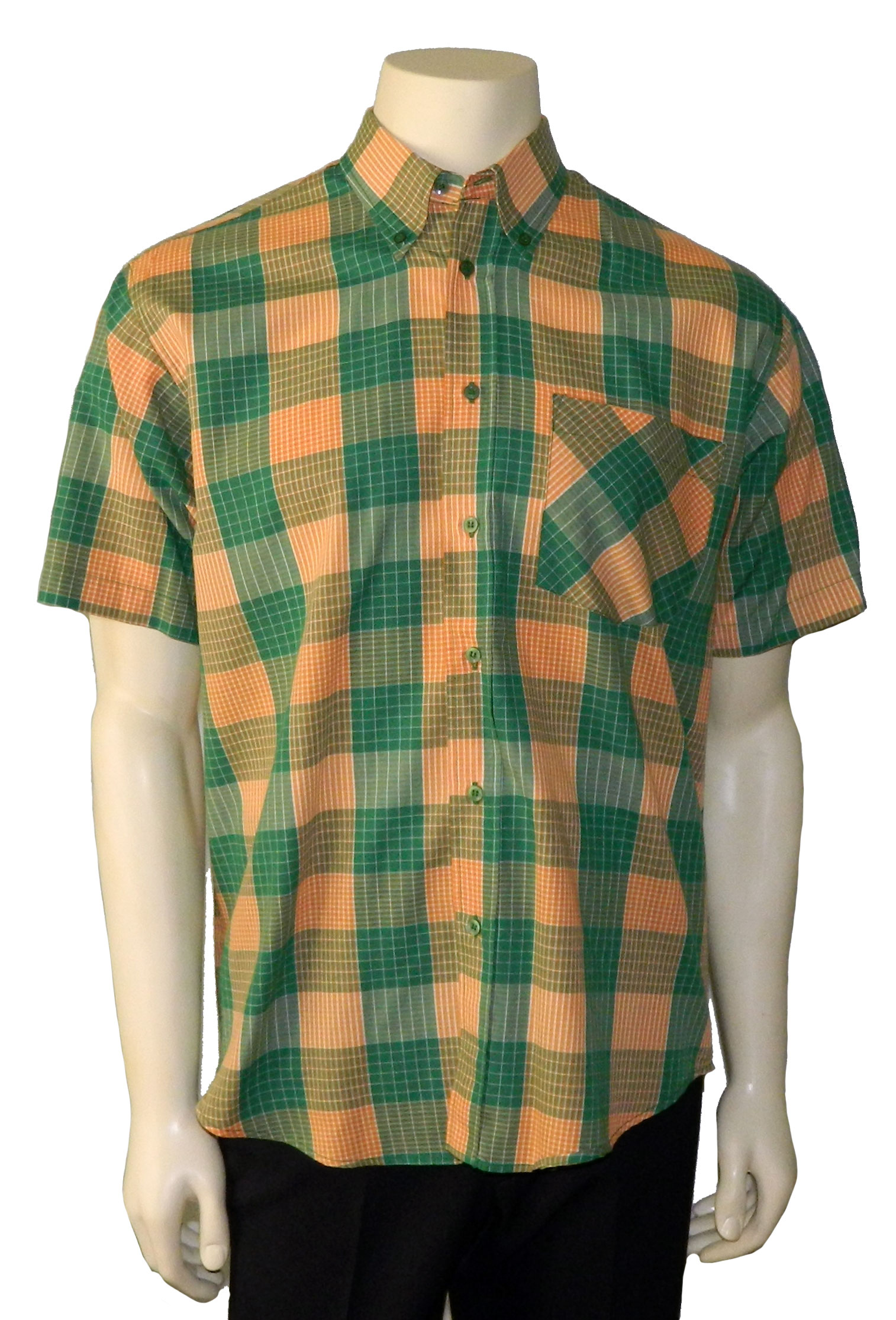 1980s orange green plaid shirt