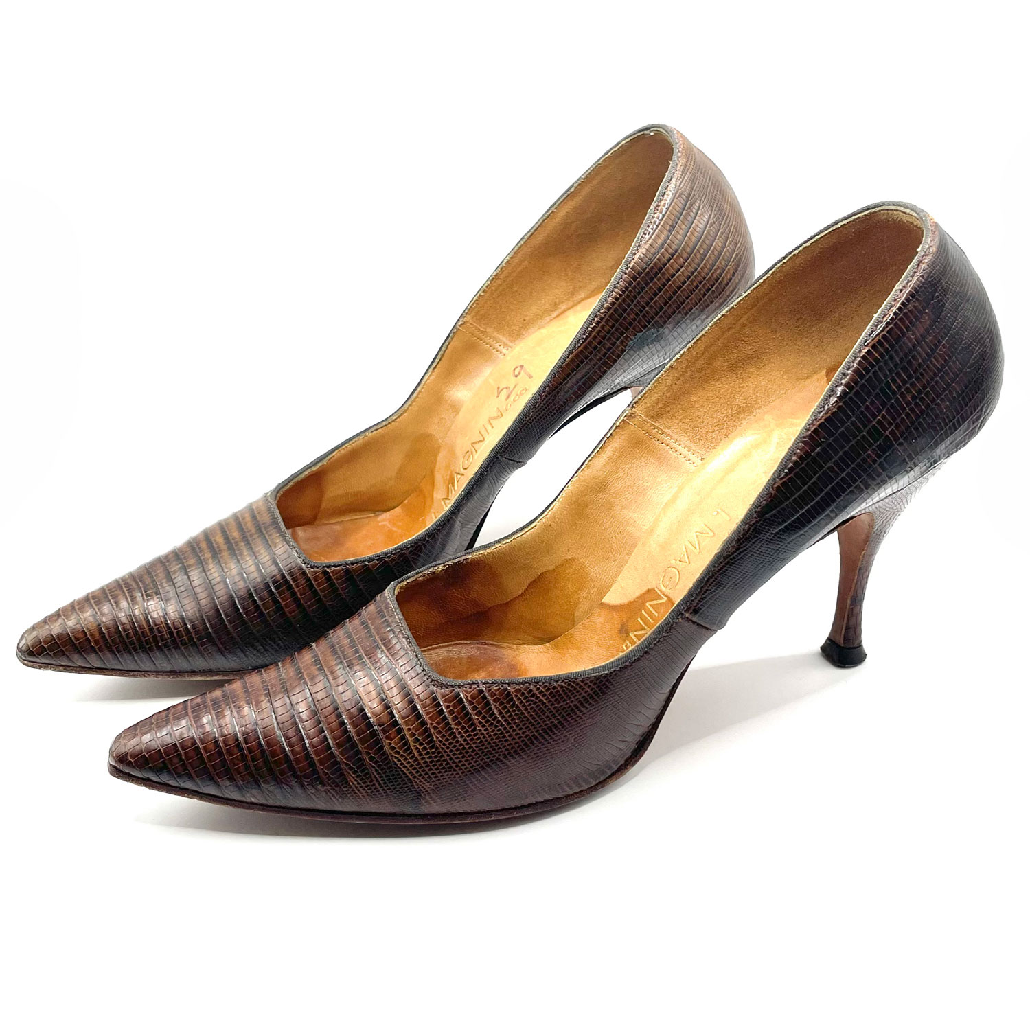 1950s lizard leather pumps