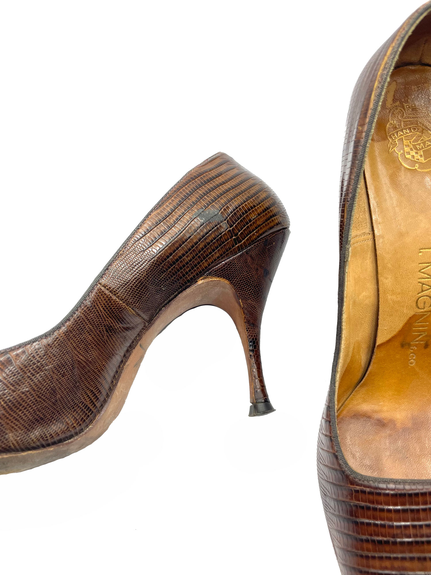 1950s lizard leather pumps