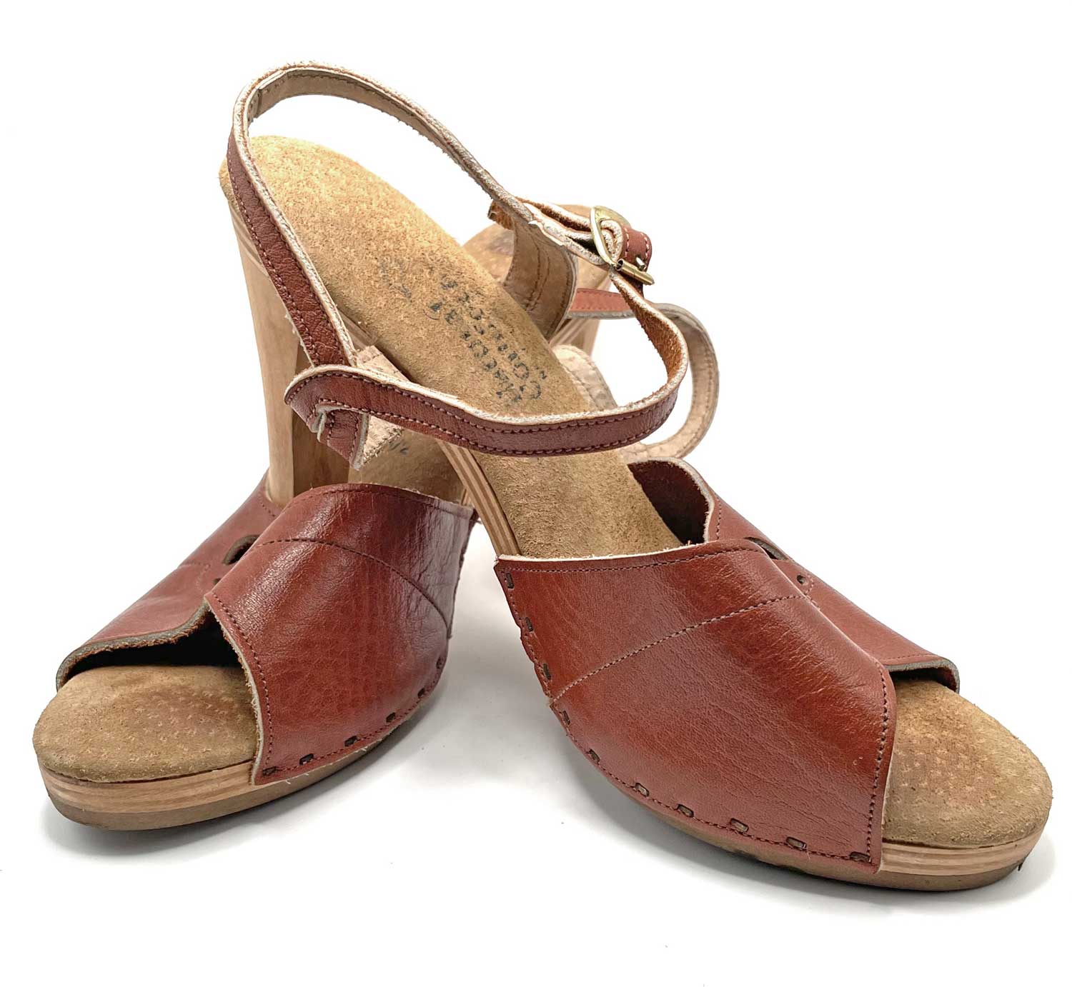 1970s Natural Comfort Strapped High Heels