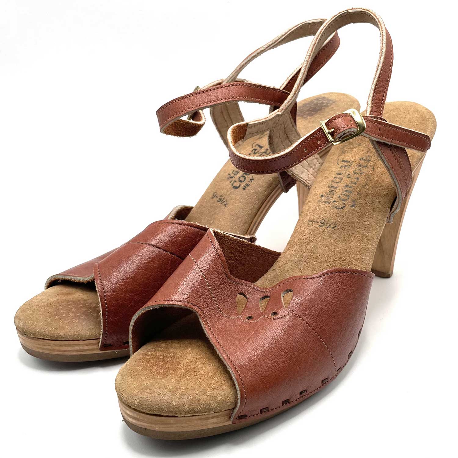 1970s Natural Comfort Strapped High Heels