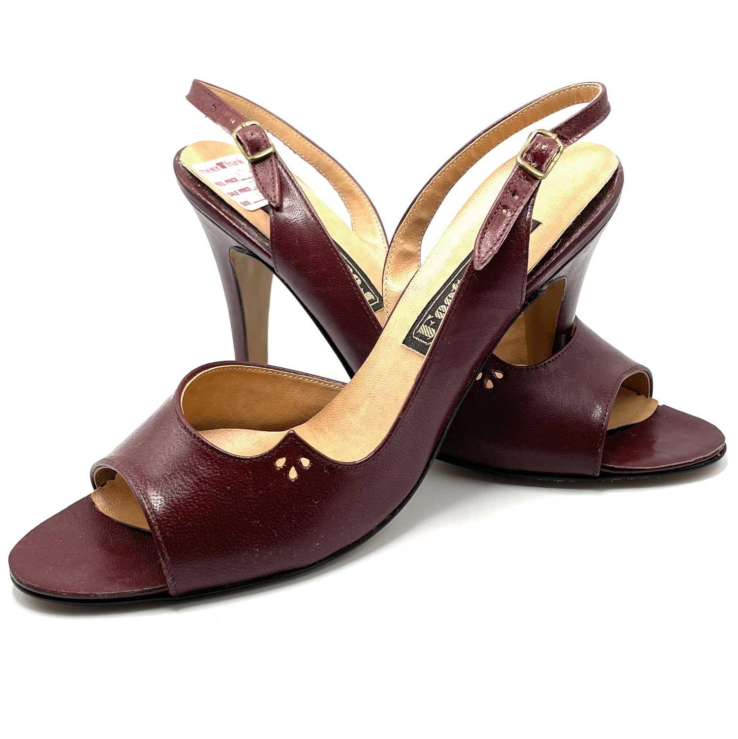 1970s Cordovan Sling Back High Heels