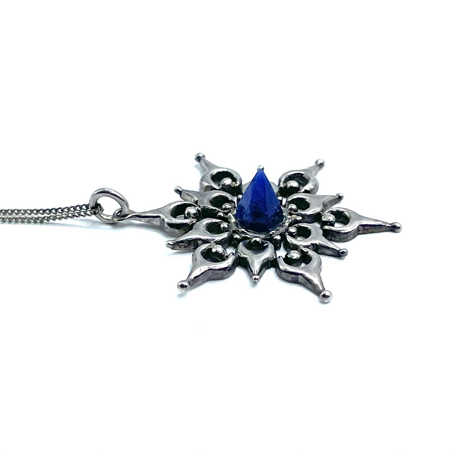 Sterling lapis snowflake necklace