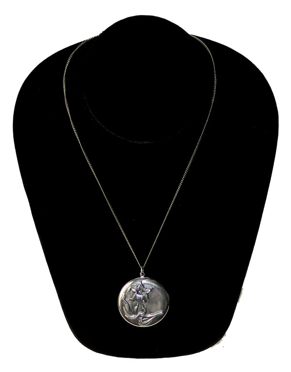 Antique silver locket necklace