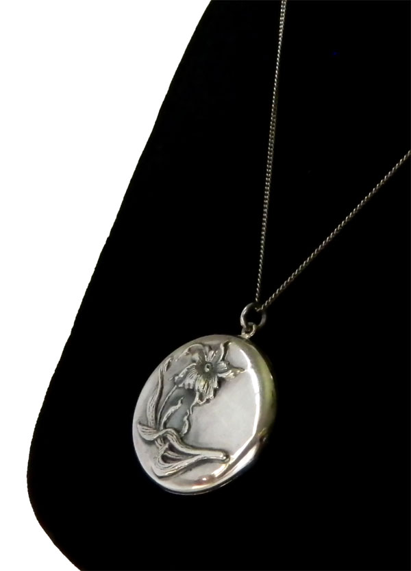 Antique silver locket necklace