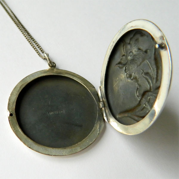 Antique silver locket necklace