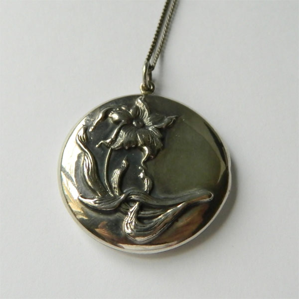 Antique silver locket necklace