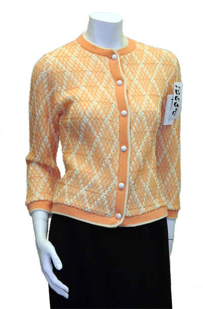 1960's orange women's cardigan sweater