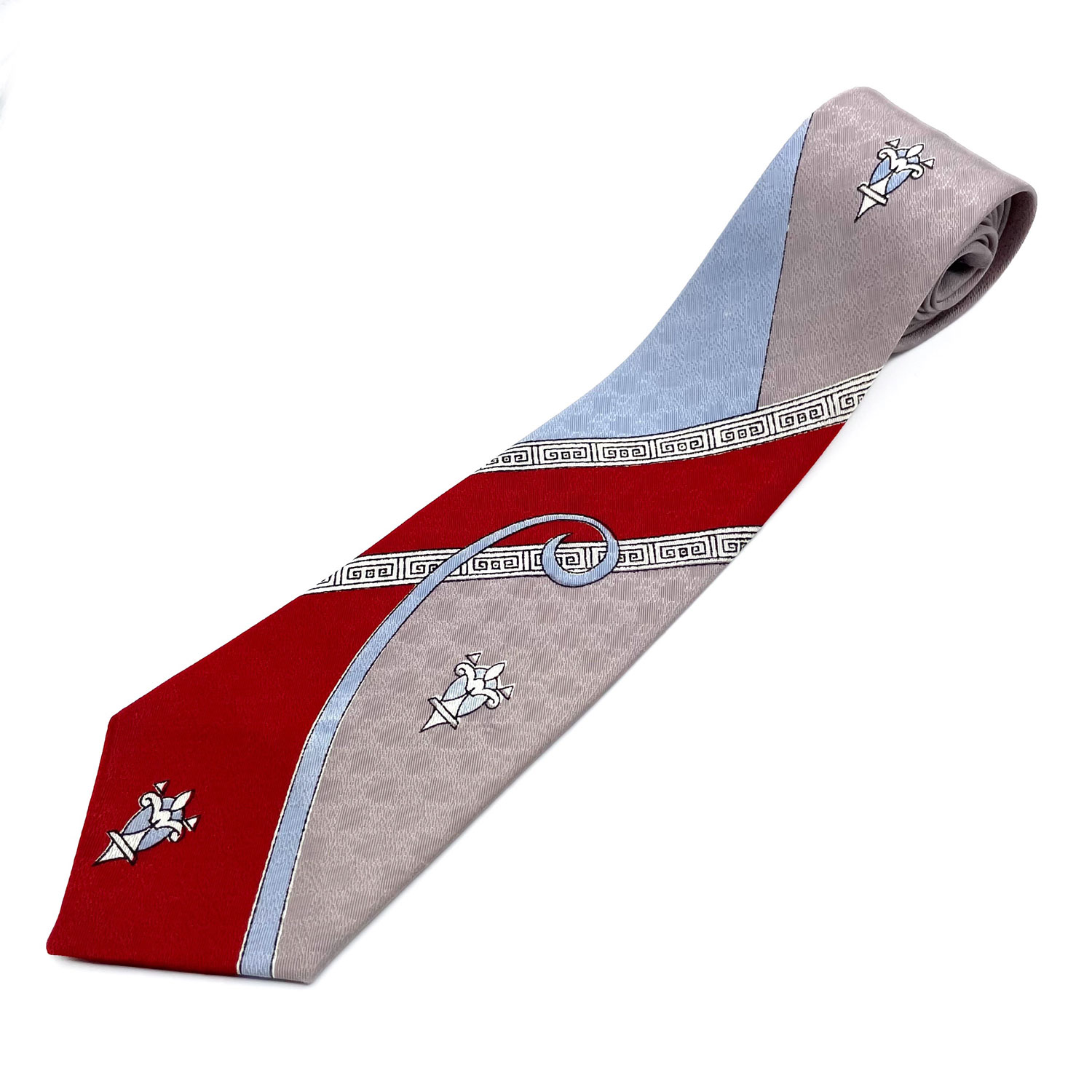 1950s red and blue Art Deco tie