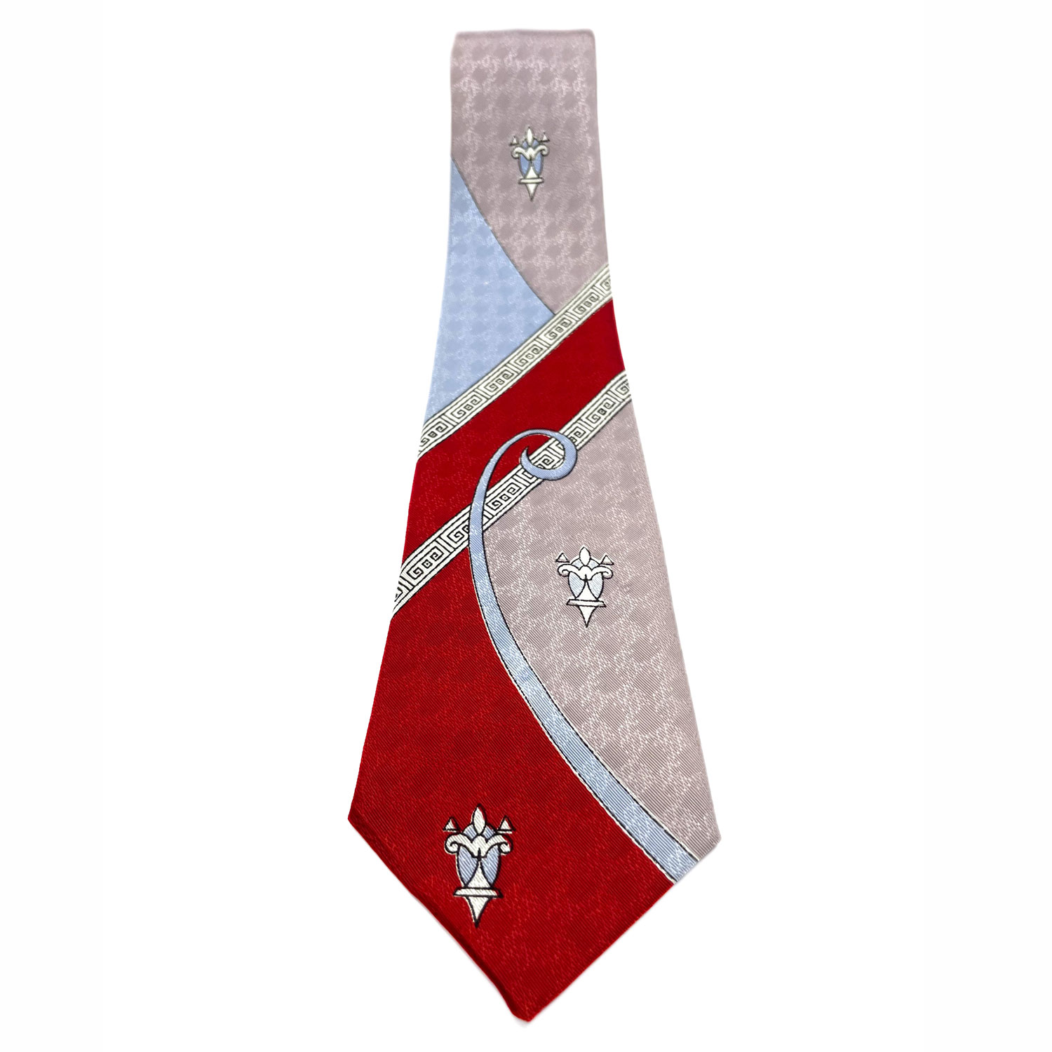 1950s red and blue Art Deco tie