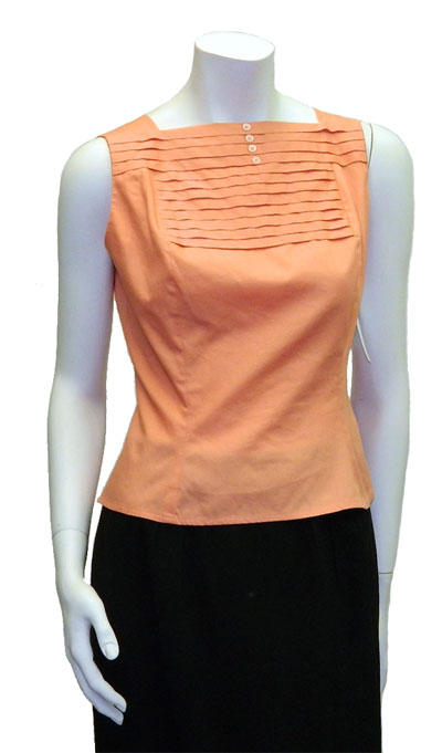 Vintage 1950's sleeveless peach cotton blouse