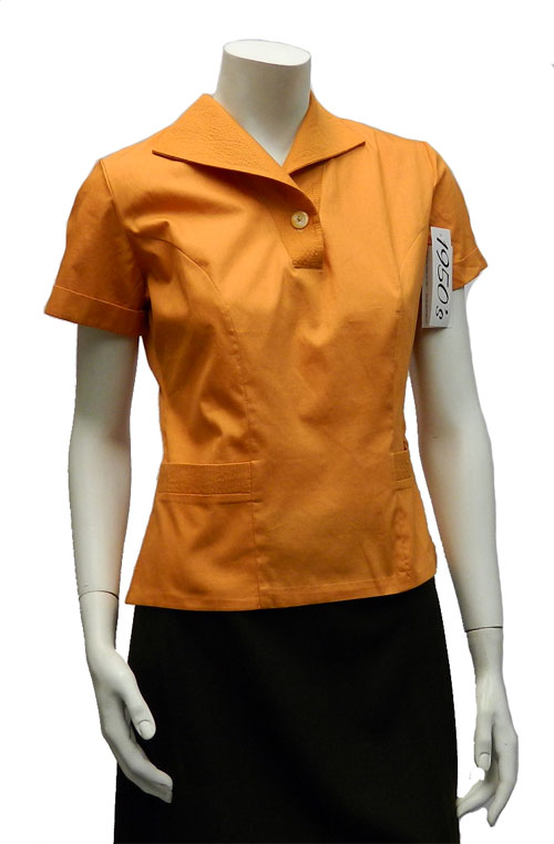 1950's orange cotton short sleeve blouse