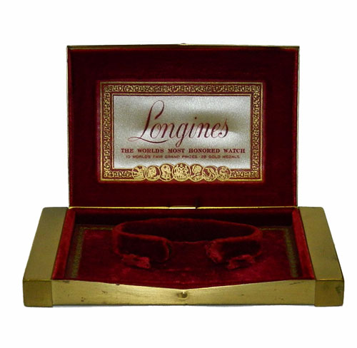 vintage brass and red velver Longines watch box